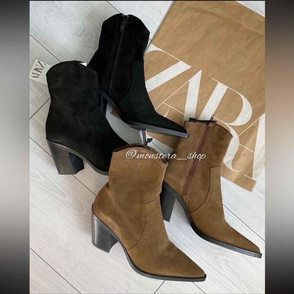 ZARA Cowboy Suede Ankle boots 3109/210 - Picture 5 of 14